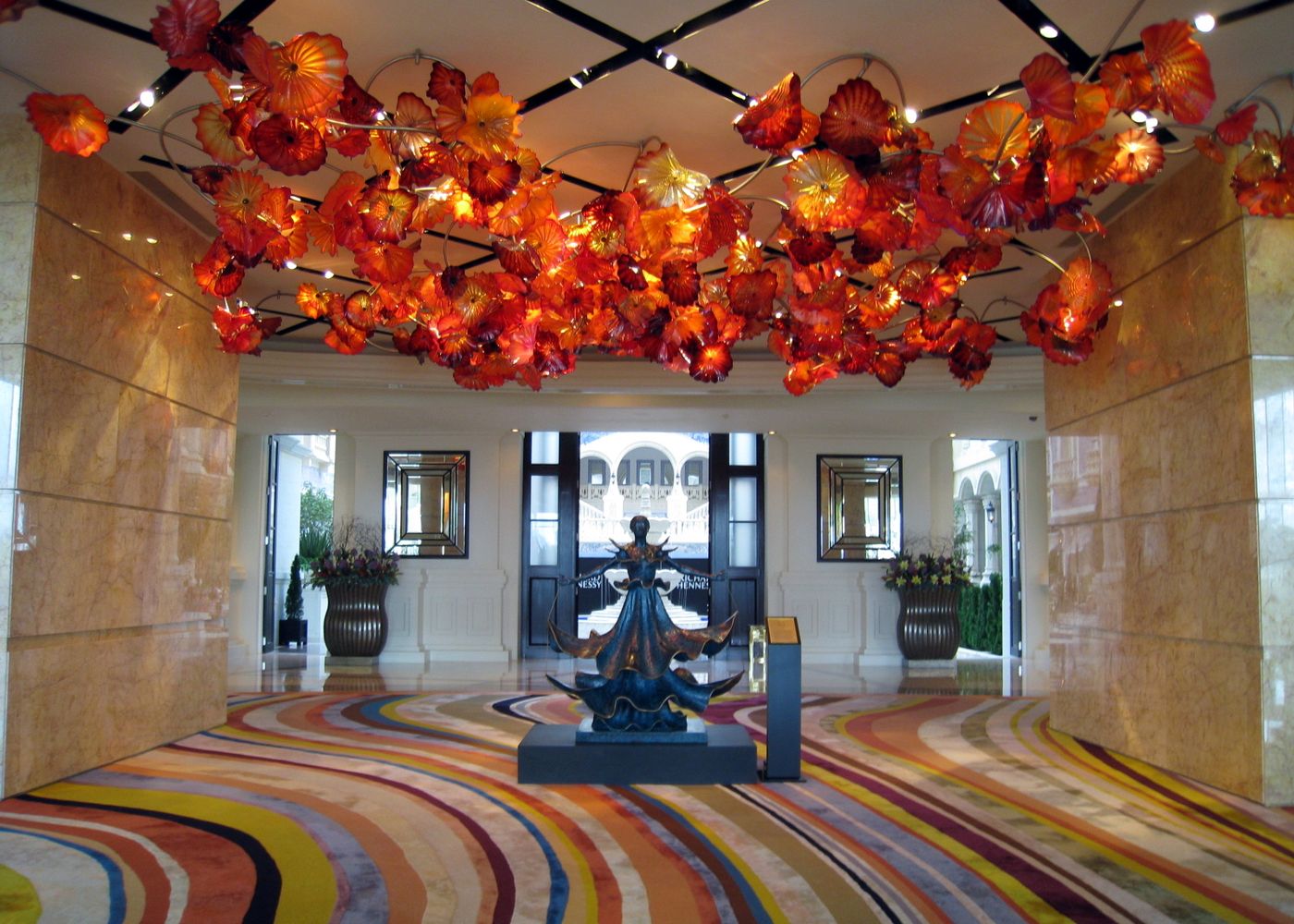 Lobby lounge with art installation